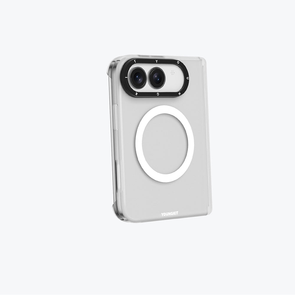 iPhone Duo Uyumlu Kılıf M-safe Şarj Özellikli Youngkit Hidden Sand Serisi Kapak Beyaz
