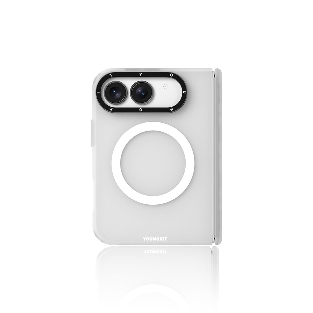 iPhone Duo Uyumlu Kılıf M-safe Şarj Özellikli Youngkit Hidden Sand Serisi Kapak Beyaz