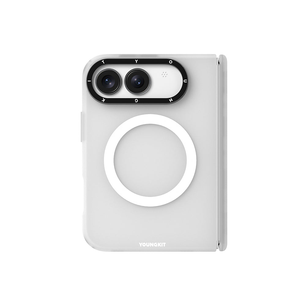 iPhone Duo Uyumlu Kılıf M-safe Şarj Özellikli Youngkit Hidden Sand Serisi Kapak Beyaz