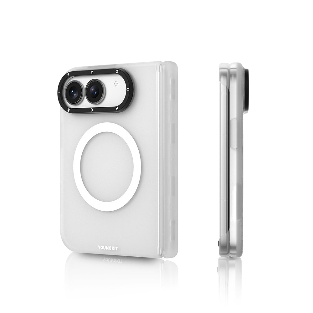 iPhone Duo Uyumlu Kılıf M-safe Şarj Özellikli Youngkit Hidden Sand Serisi Kapak Beyaz
