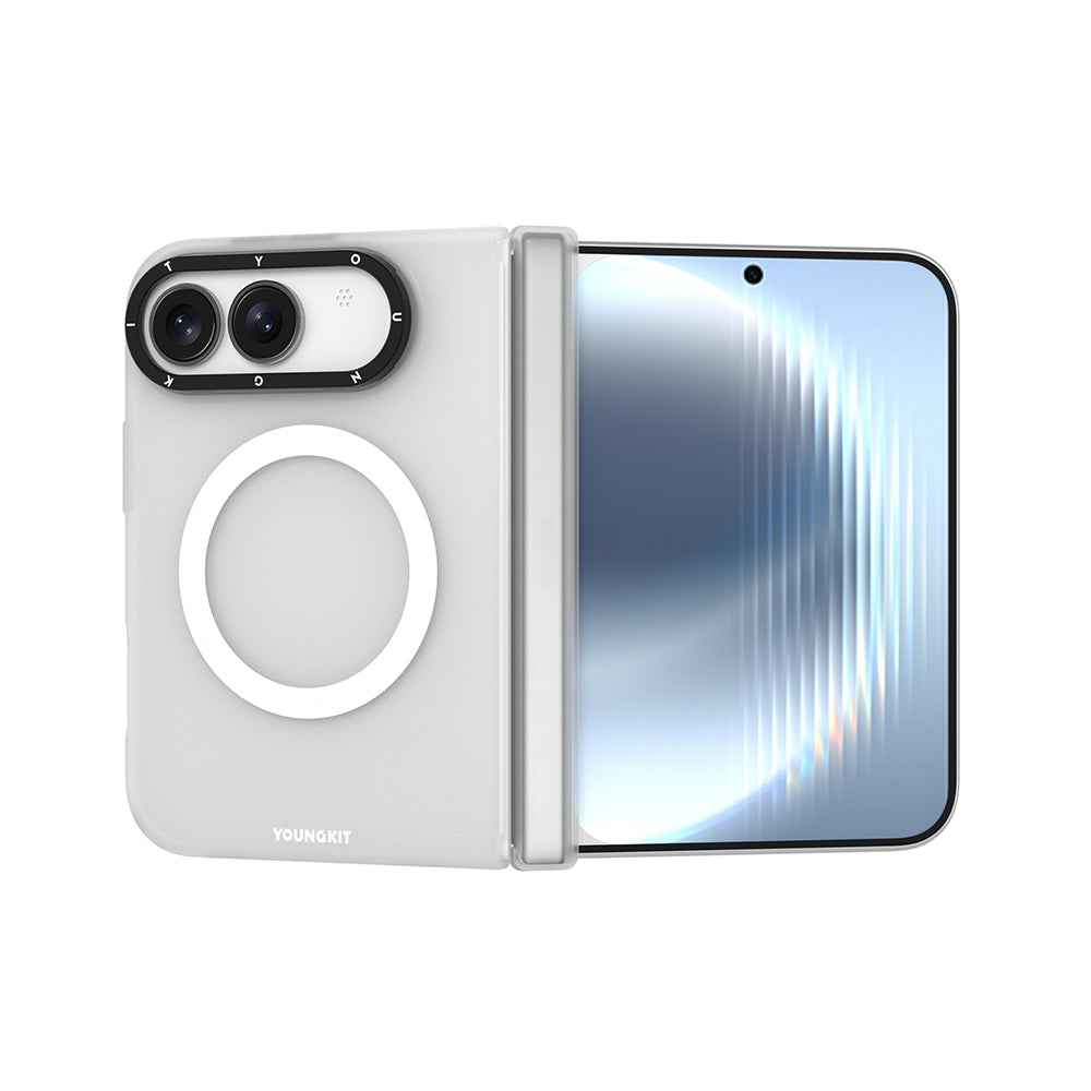 iPhone Duo Uyumlu Kılıf M-safe Şarj Özellikli Youngkit Hidden Sand Serisi Kapak Beyaz
