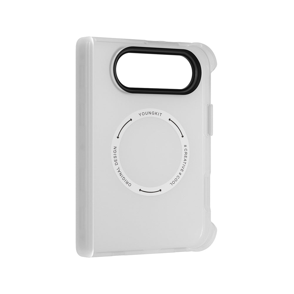 iPhone Duo Uyumlu Kılıf M-safe Şarj Özellikli Youngkit Hidden Sand Serisi Kapak Beyaz