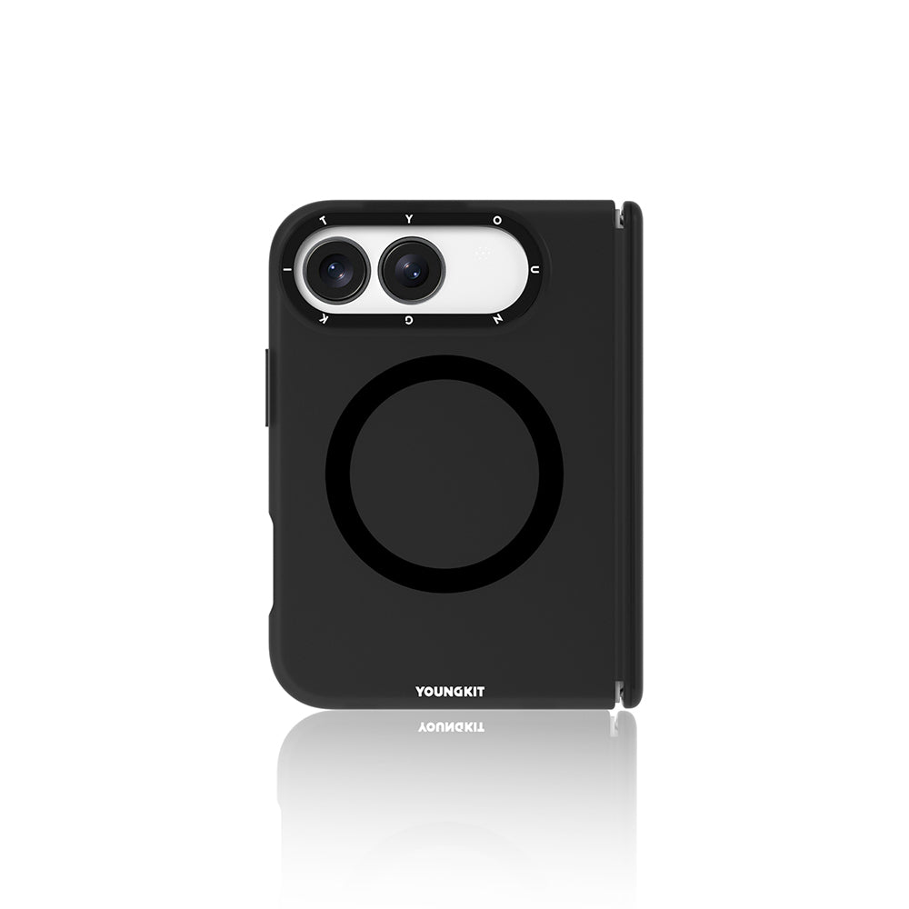 iPhone Duo Uyumlu Kılıf M-safe Şarj Özellikli Youngkit Hidden Sand Serisi Kapak Siyah