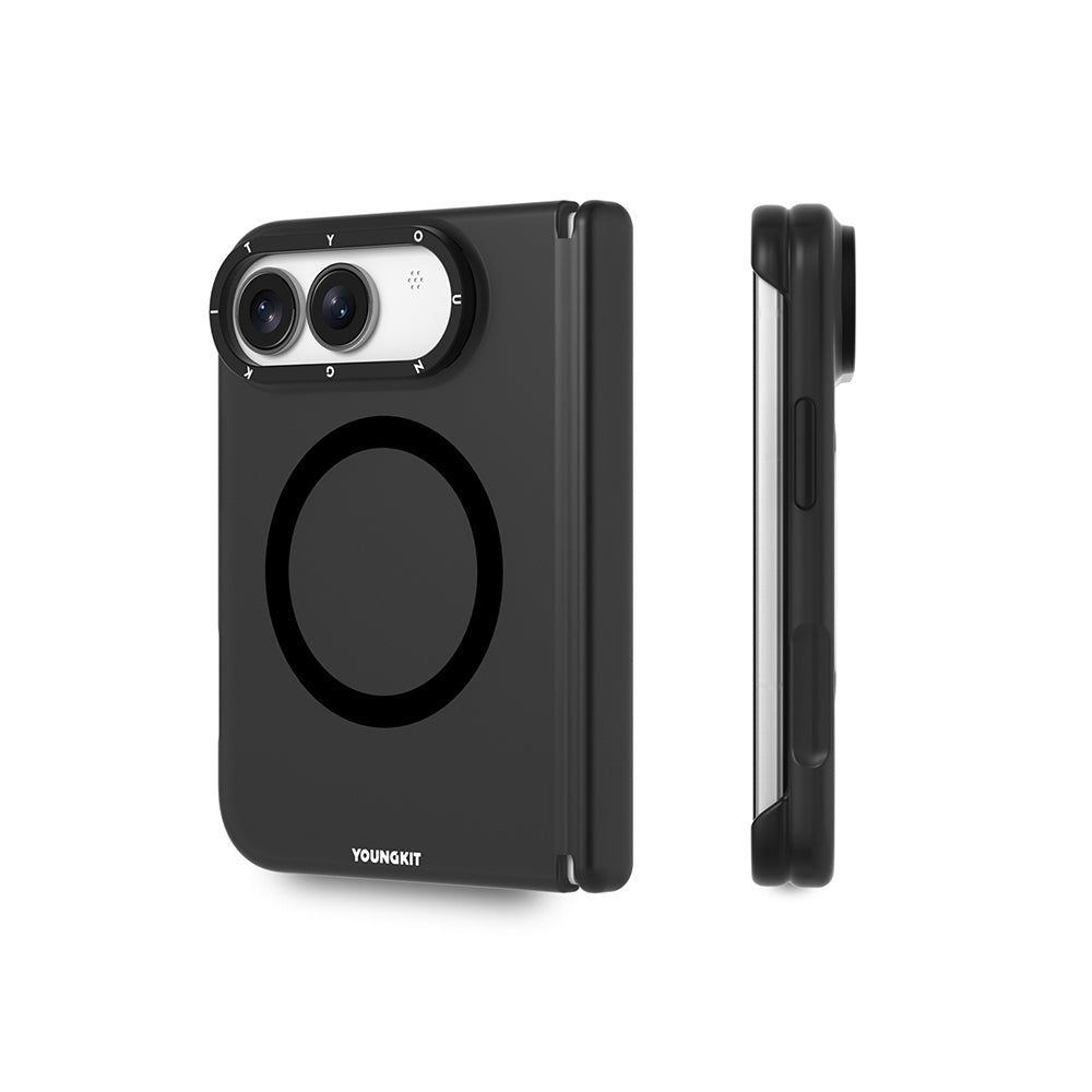 iPhone Duo Uyumlu Kılıf M-safe Şarj Özellikli Youngkit Hidden Sand Serisi Kapak Siyah