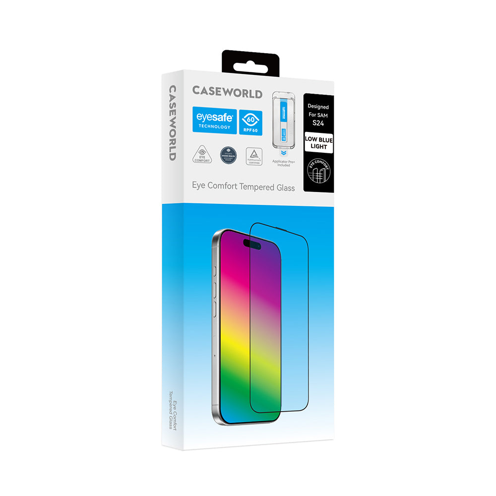Galaxy S24 CaseWorld Applicator Serisi 2.5D Eyesafe Teknolojili 0.25mm Ekran KoruyucuŞeffaf