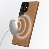 Galaxy S24 Ultra Kılıf M-safe Şarj Özellikli Basit Mat Deri Desenli Youngkit Tech Fashion Serisi Kapak