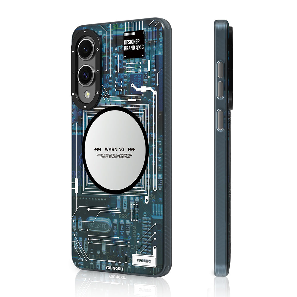 Galaxy S25 Edge Kılıf M-safe Uyumlu Youngkit Technology Serisi Kapak Mavi