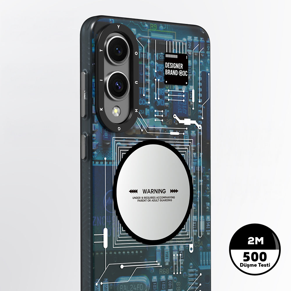 Galaxy S25 Edge Kılıf M-safe Uyumlu Youngkit Technology Serisi Kapak Mavi