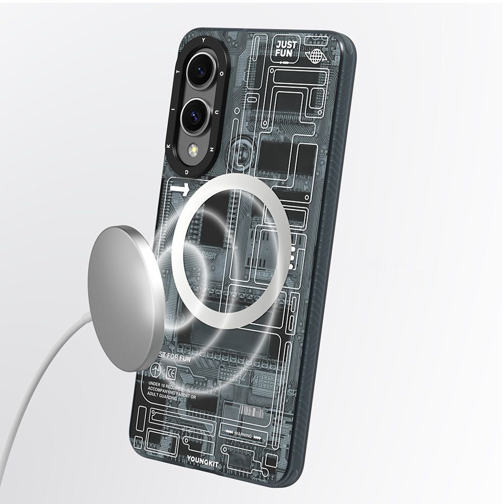 Galaxy S25 Edge Kılıf M-safe Uyumlu Youngkit Technology Serisi Kapak Gri