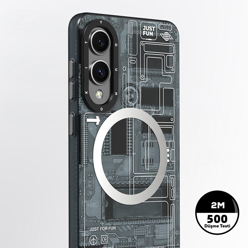 Galaxy S25 Edge Kılıf M-safe Uyumlu Youngkit Technology Serisi Kapak Gri