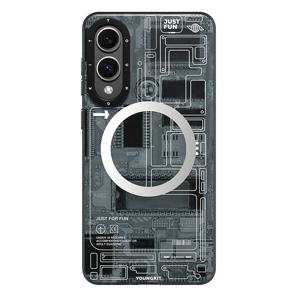 Galaxy S25 Edge Kılıf M-safe Uyumlu Youngkit Technology Serisi Kapak Gri