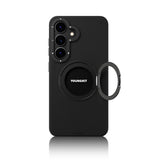 Galaxy S25 Kılıf M-safe Şarj Özellikli 360° Standlı Basit Mat Deri Desenli Youngkit Tech Leather Serisi Kapak