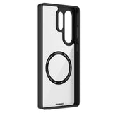 Galaxy S25 Ultra Kılıf M-safe Özellikli Cam Arka Yüzey TPU Youngkit Gemstone Seri Kapak Siyah-Şeffaf