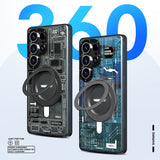 Galaxy S25 Ultra Kılıf M-safe Şarj Özellikli Youngkit 360° Standlı Technology Serisi Kapak