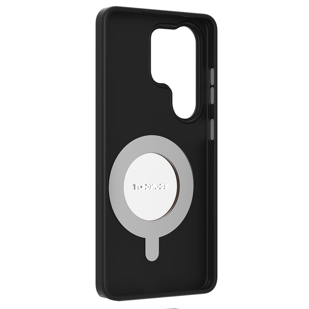 Galaxy S26 Ultra Kılıf M-safe Uyumlu 360 Standlı Mat Deri Desenli Youngkit Tech Leather Kapak Siyah