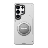 Galaxy S26 Ultra Kılıf M-safe Uyumlu 360 Standlı Mat Deri Desenli Youngkit Tech Leather Kapak Gri