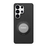 Galaxy S26 Ultra Kılıf M-safe Uyumlu 360 Standlı Mat Deri Desenli Youngkit Tech Leather Kapak Siyah