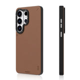 Galaxy S26 Ultra Kılıf M-safe Uyumlu Basit Mat Deri Desenli Youngkit Tech Fashion Serisi Kapak Kahve