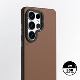 Galaxy S26 Ultra Kılıf M-safe Uyumlu Basit Mat Deri Desenli Youngkit Tech Fashion Serisi Kapak Kahve