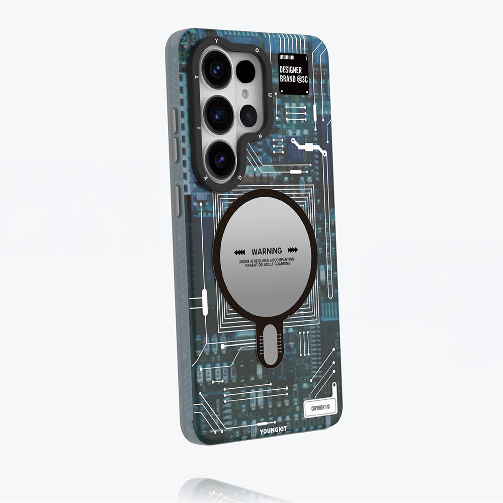 Galaxy S26 Ultra Kılıf M-safe Uyumlu Youngkit 360 Derece Technology Serisi Kapak Mavi