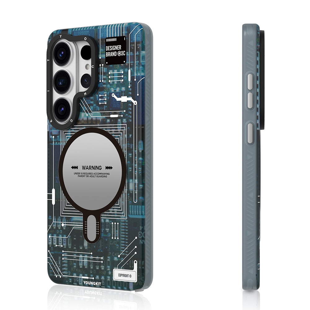 Galaxy S26 Ultra Kılıf M-safe Uyumlu Youngkit 360 Derece Technology Serisi Kapak Mavi