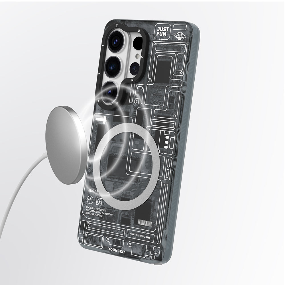 Galaxy S26 Ultra Kılıf M-safe Uyumlu Youngkit 360 Derece Technology Serisi Kapak Siyah