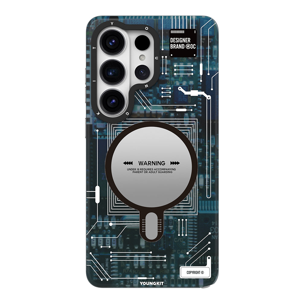 Galaxy S26 Ultra Kılıf M-safe Uyumlu Youngkit 360 Derece Technology Serisi Kapak Mavi
