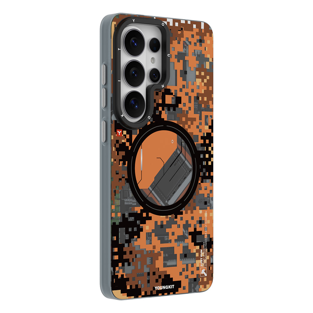 Galaxy S26 Ultra Kılıf M-Safe Uyumlu Youngkit Camouflage Sykell Serisi Kapak Turuncu