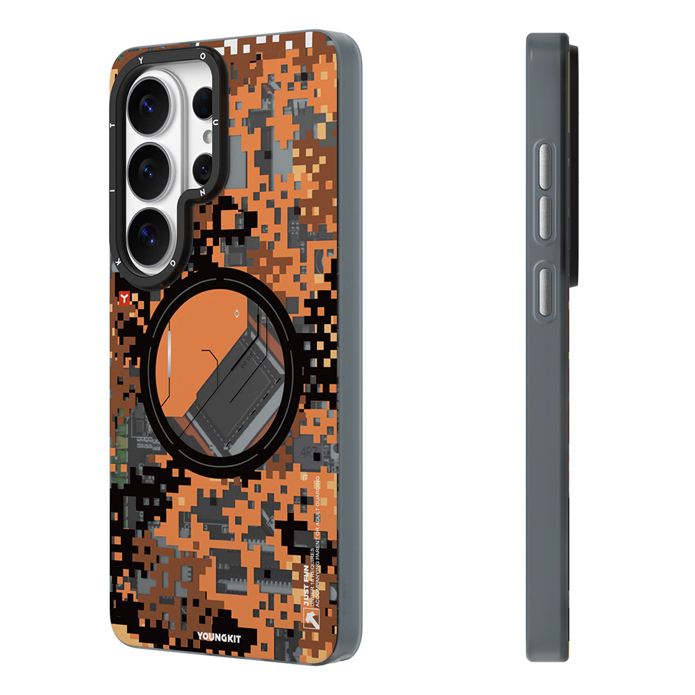 Galaxy S26 Ultra Kılıf M-Safe Uyumlu Youngkit Camouflage Sykell Serisi Kapak Turuncu