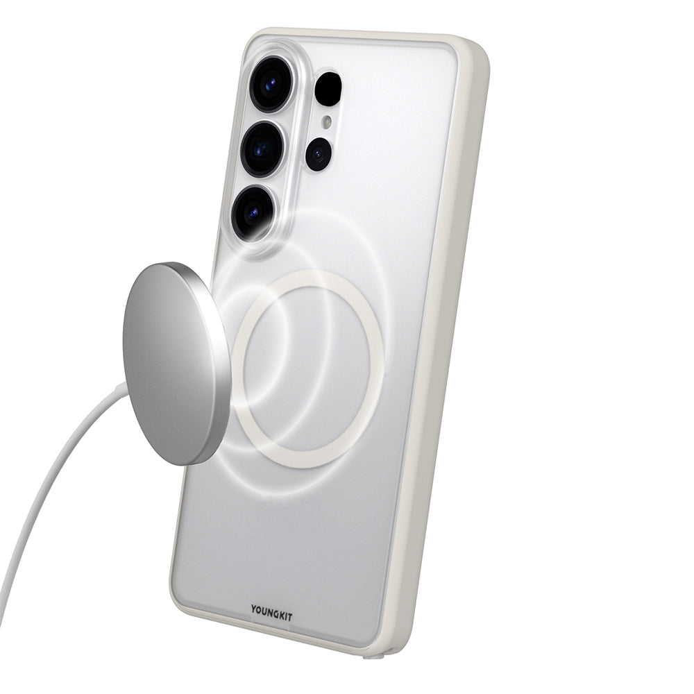 Galaxy S26 Ultra Uyumlu Kılıf M-safe Şarj Özellikli Youngkit Clear Serisi Kapak Şeffaf