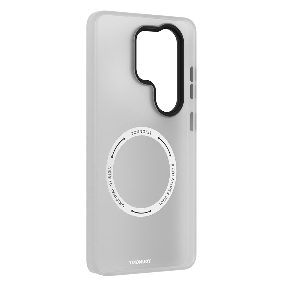 Galaxy S26 Ultra Uyumlu Kılıf M-safe Şarj Özellikli Youngkit Hidden Sand Serisi Kapak Beyaz