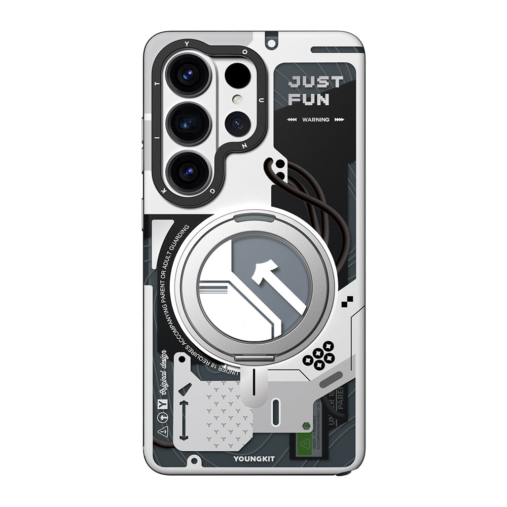 Galaxy S26 Ultra Uyumlu Kılıf M-safe Şarj Özellikli Youngkit Starship Serisi Kapak Beyaz