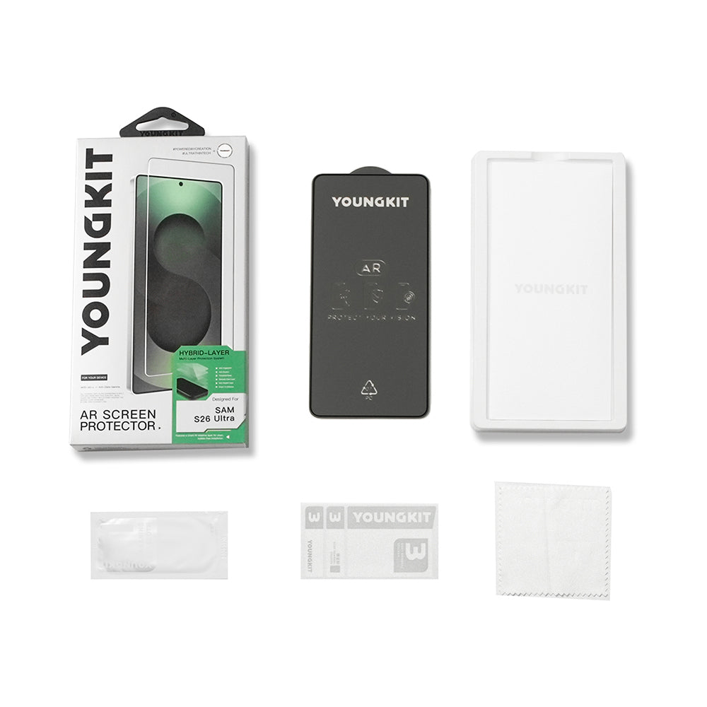 Galaxy S26 Ultra Youngkit 2.5D Anti Reflective Parmak İzi Bırakmayan Cam Ekran Koruyucu Şeffaf
