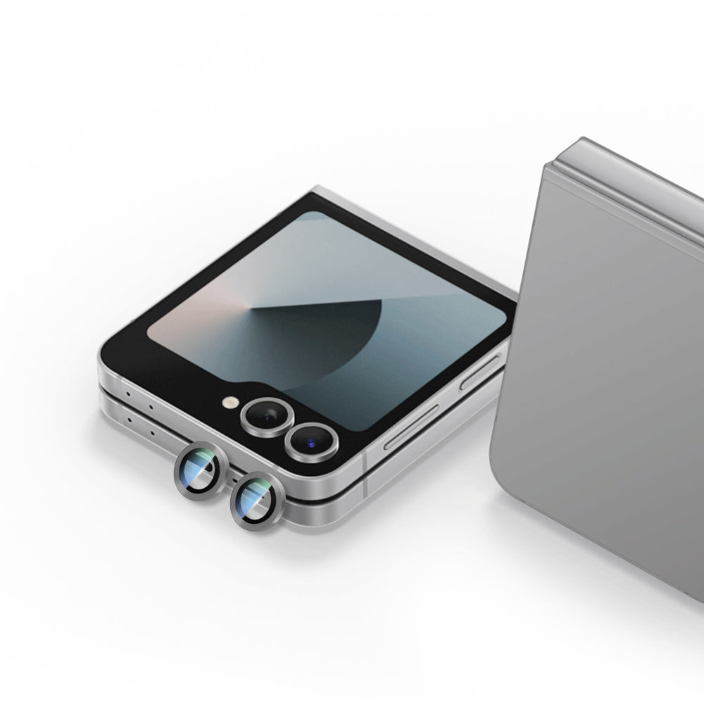 Galaxy Z Flip 6 Uyumlu CaseWorld Alloy Serisi Oleofobik Anti Reflective Kamera Lens Koruyucu Gümüş