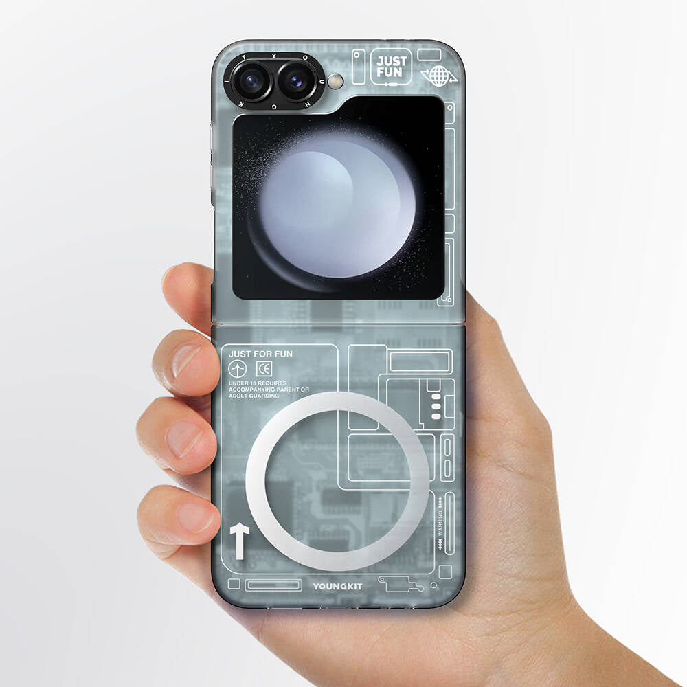 Galaxy Z Flip 6 Kılıf M-safe Şarj Özellikli Youngkit Technology Serisi Kapak