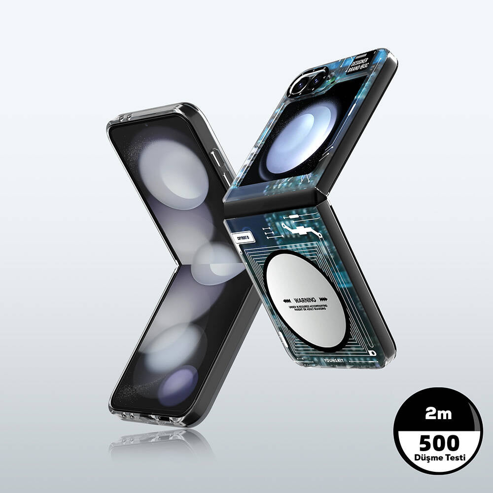 Galaxy Z Flip 6 Kılıf M-safe Şarj Özellikli Youngkit Technology Serisi Kapak