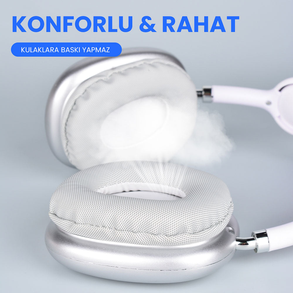 Lapas P10 Hi-Fi Ses Kalitesi Ayarlanabilir ve Katlanabilir Kulak Üstü Bluetooth Kulaklık Gümüş