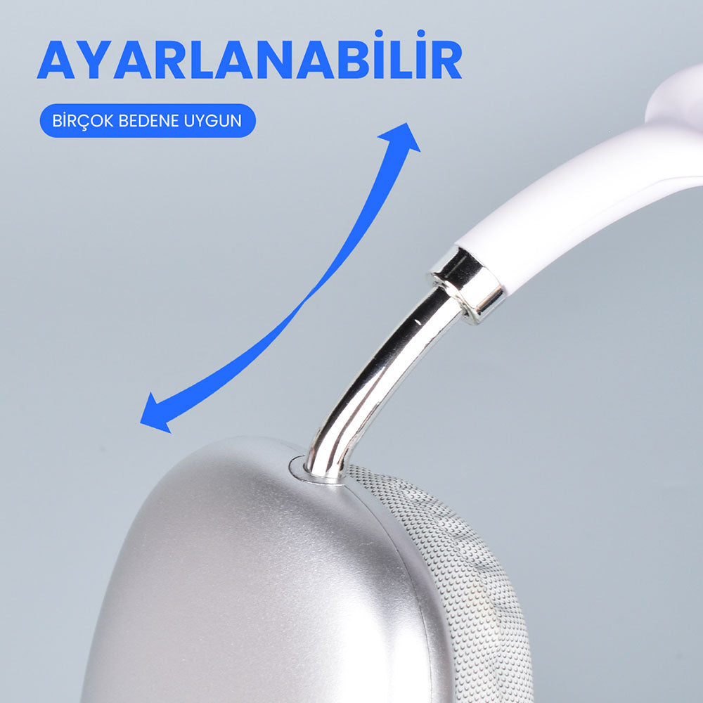 Lapas P10 Hi-Fi Ses Kalitesi Ayarlanabilir ve Katlanabilir Kulak Üstü Bluetooth Kulaklık Gümüş