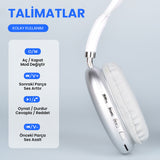 Lapas P10 Hi-Fi Ses Kalitesi Ayarlanabilir ve Katlanabilir Kulak Üstü Bluetooth Kulaklık Gümüş