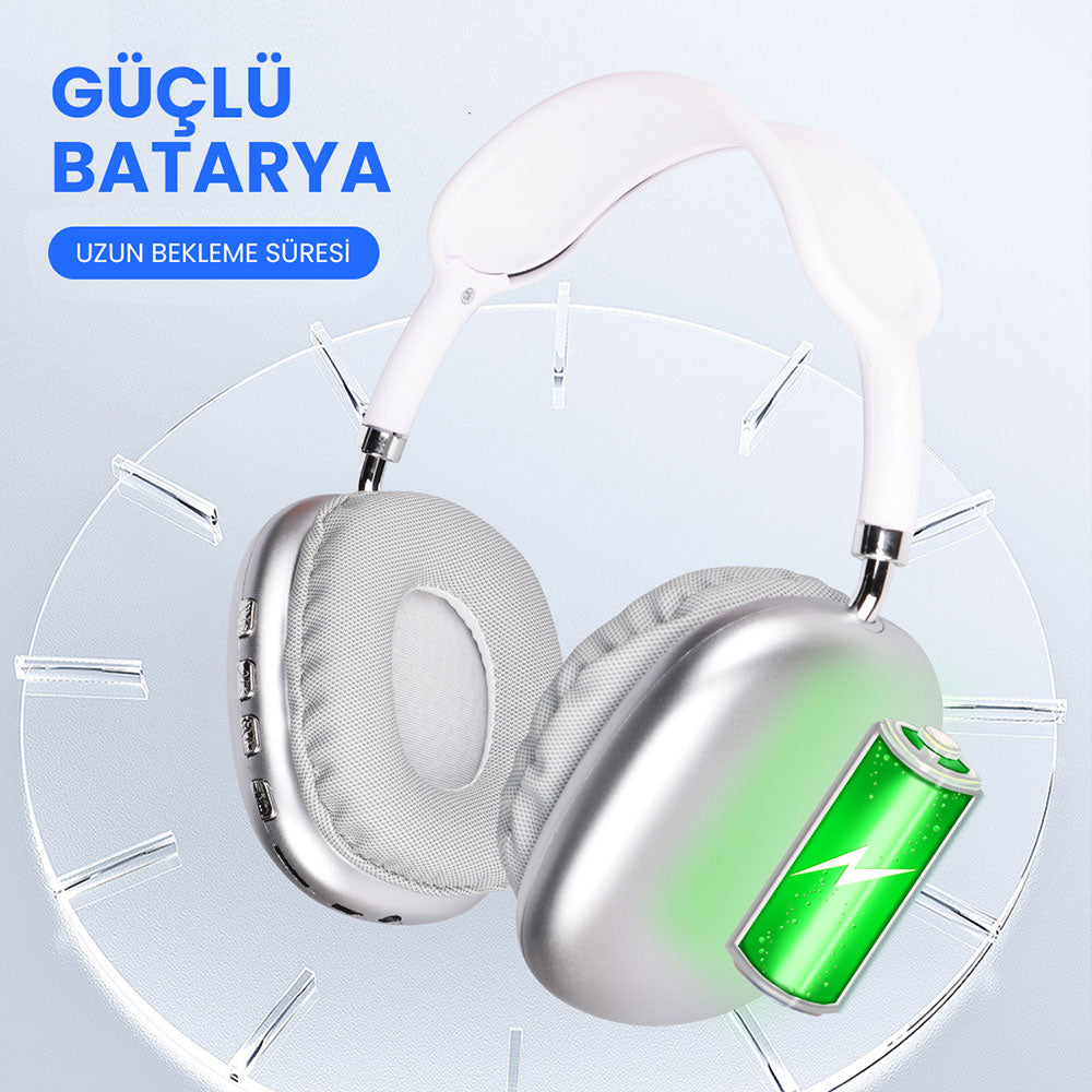 Lapas P10 Hi-Fi Ses Kalitesi Ayarlanabilir ve Katlanabilir Kulak Üstü Bluetooth Kulaklık Gümüş