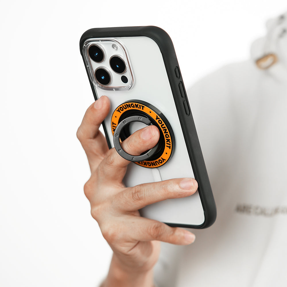 Youngkit Parmak Ring Stand Magnetik 360 Derece Dönebilen Double Ring Serisi Turuncu