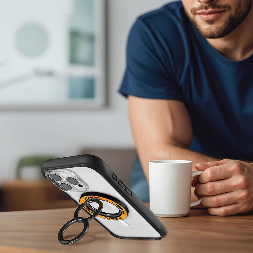 Youngkit Parmak Ring Stand Magnetik 360 Derece Dönebilen Double Ring Serisi Turuncu