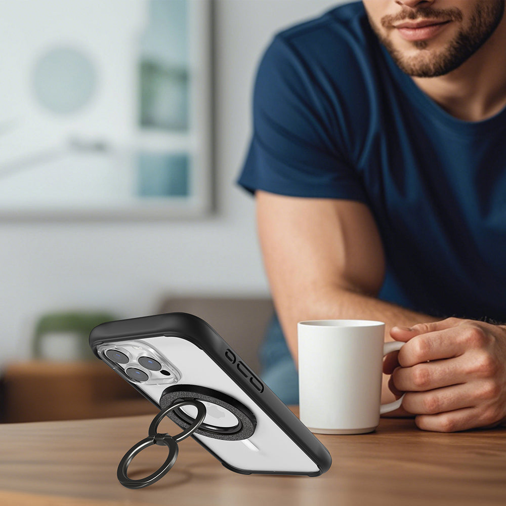 Youngkit Parmak Ring Stand Magnetik 360 Derece Dönebilen Double Ring Serisi Siyah