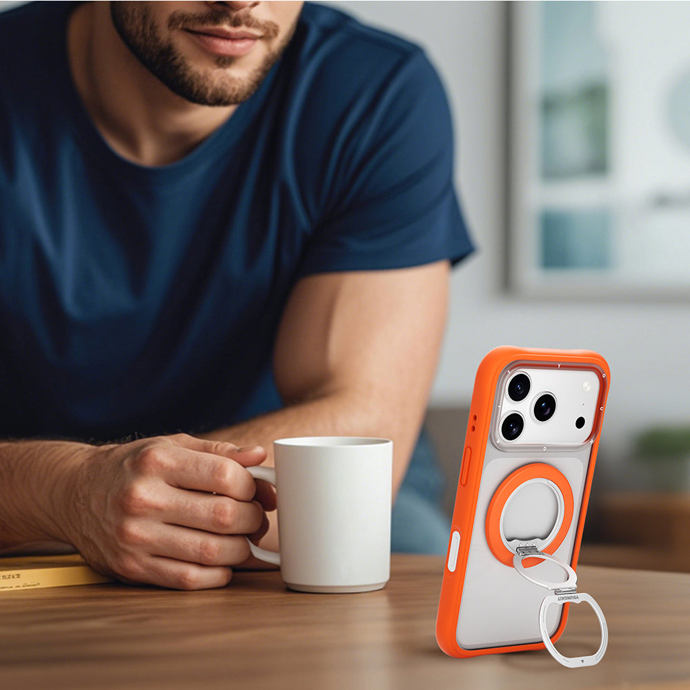 Youngkit Magnetik 360 Derece Dönebilen Dual Fold Rotating Serisi Parmak Ring Stand Turuncu